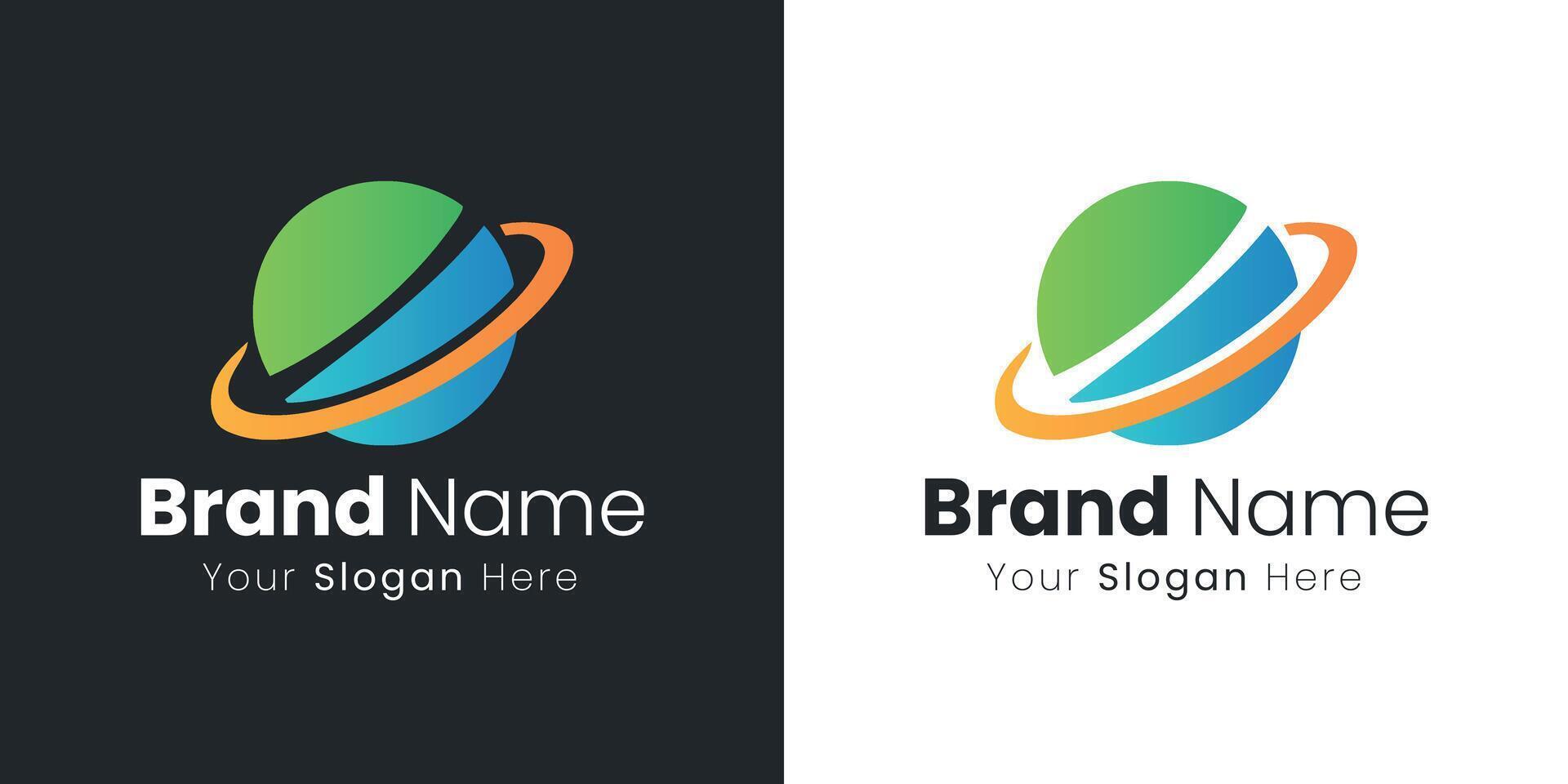 Abstract Planet Logo Design for Brand Identity Emphasizing Global Reach and Connectivity vector