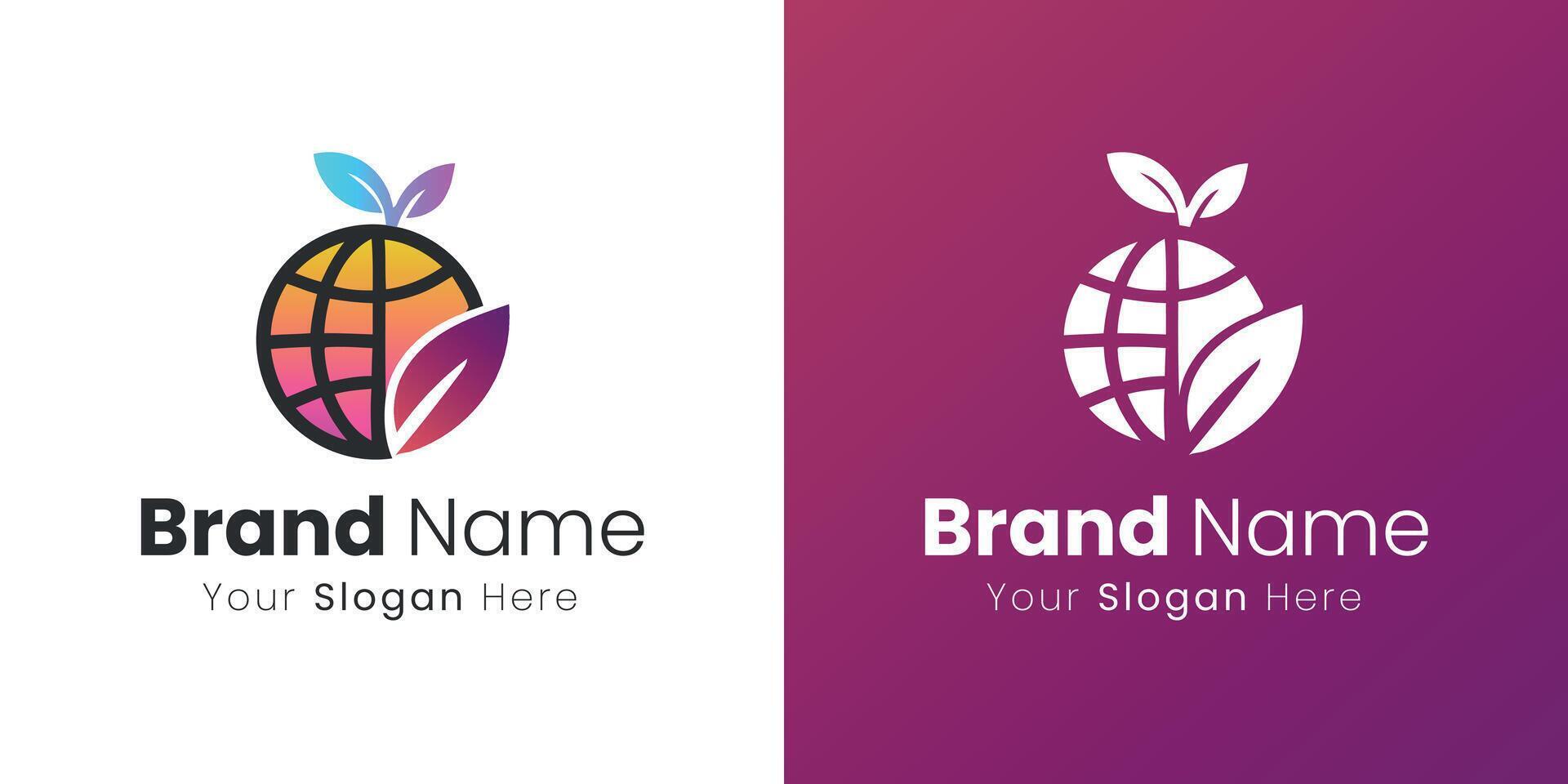 Eco-Friendly Globe Logo Design Concept with Nature Elements for a Brand Identity vector