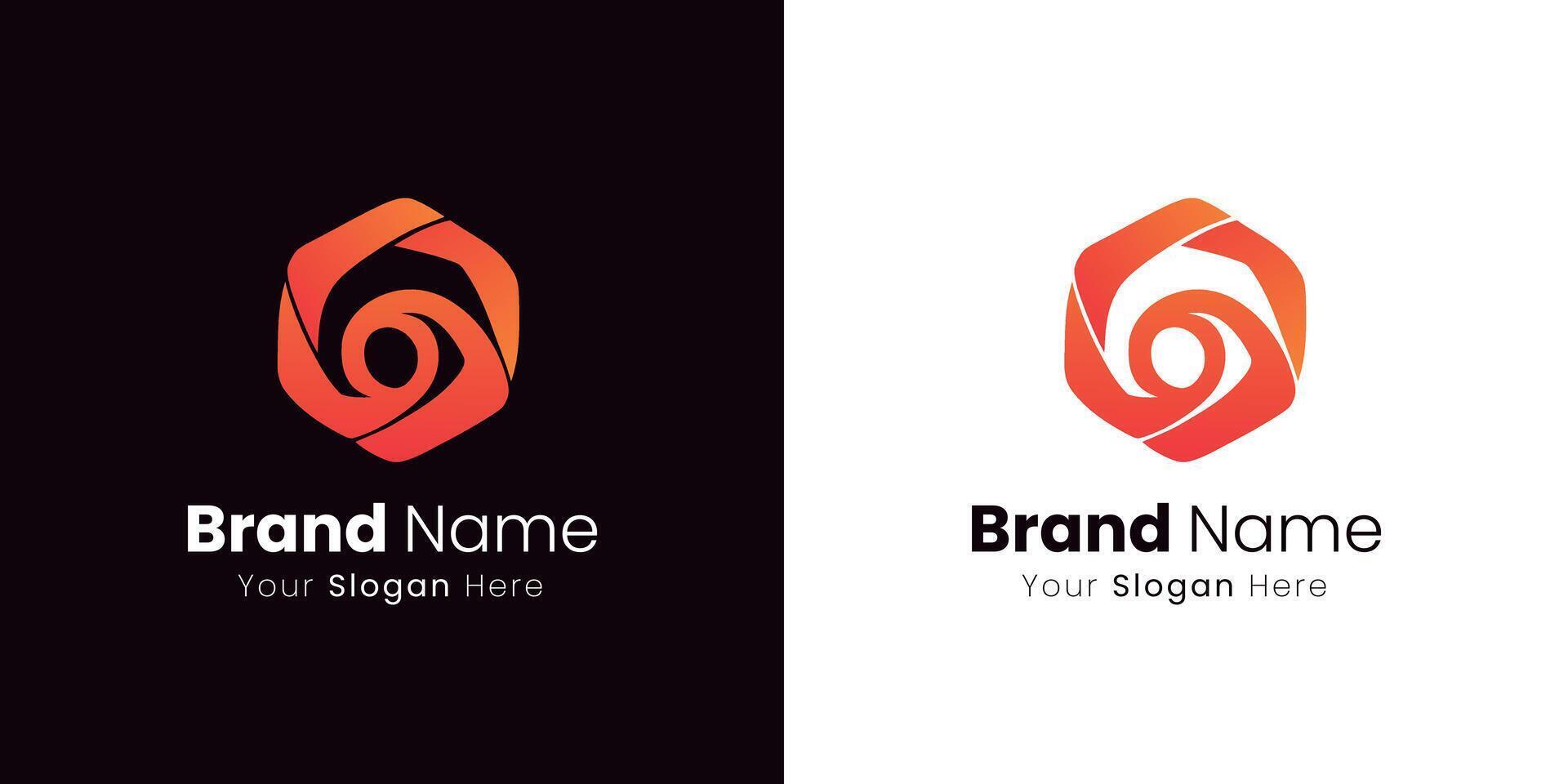 Innovative Orange Hexagon Shape Logo Design for Brand Identity and Technology Company vector