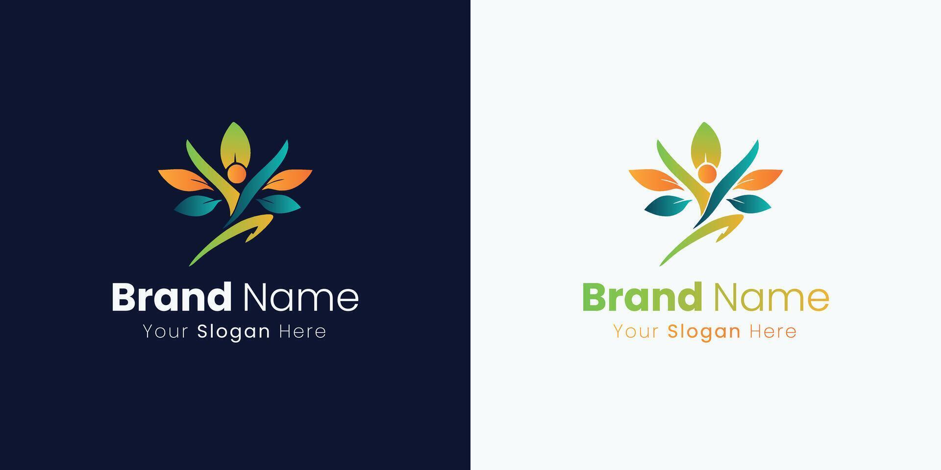 Creative Logo Design Concept for Wellness Brand with Colorful Abstract Plant Elements vector