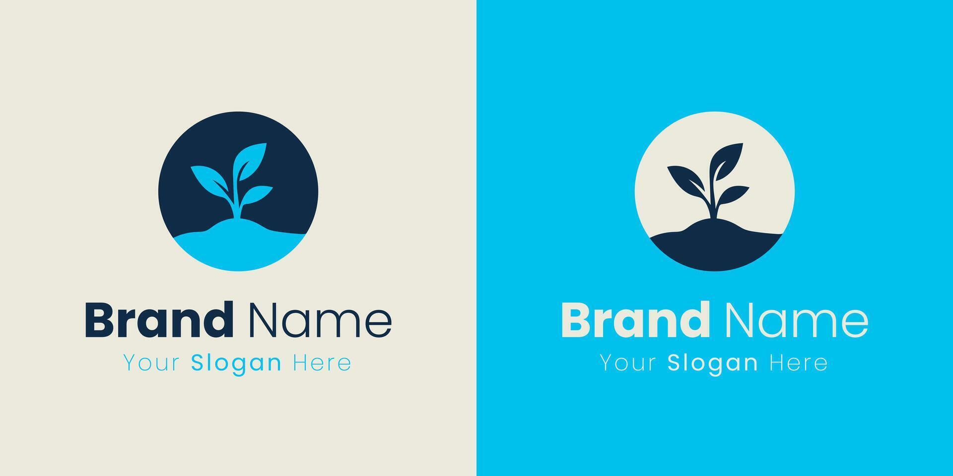 Nature Inspired Logo Design Concept with Plant Seedling Icon and Earth Elements vector