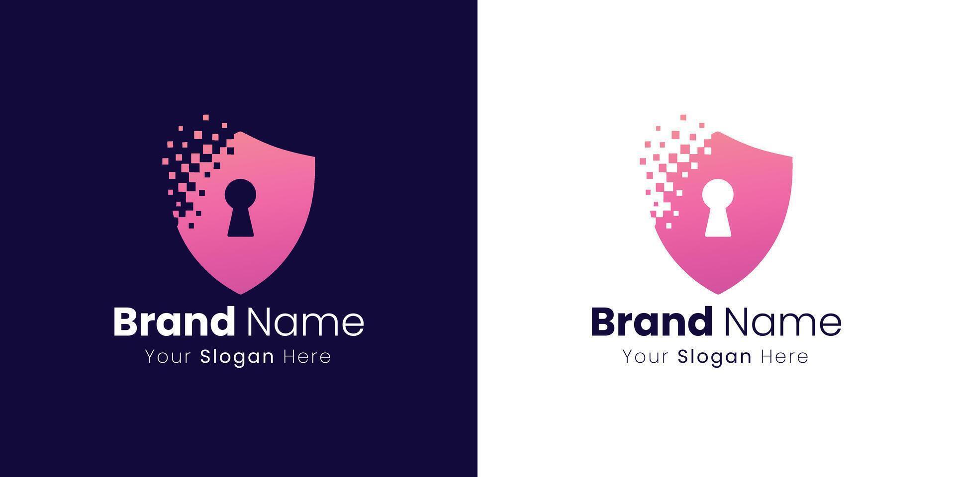 Creating a Secure Shield with Digital Pixels Logo Design and Brand Identity Concept vector