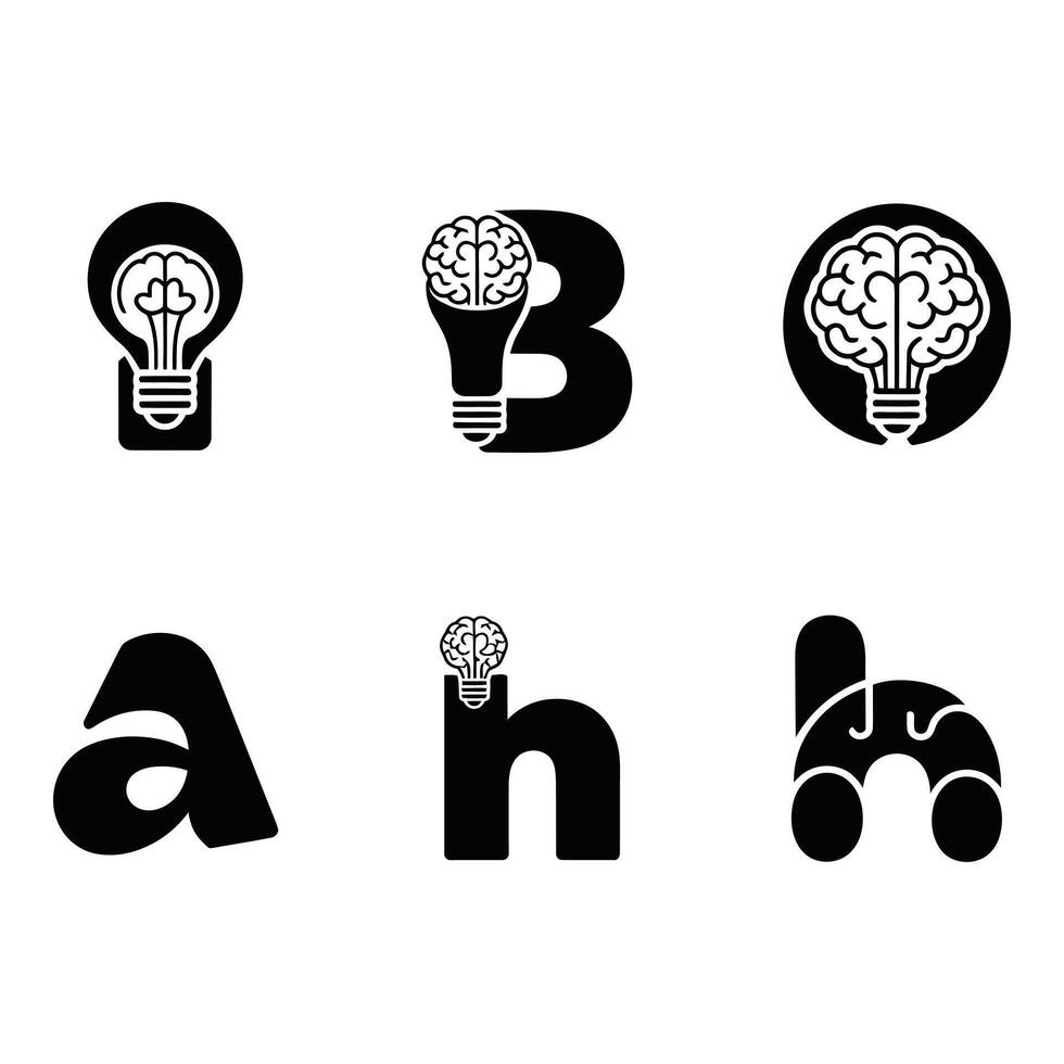 Creative mind idea icons in typography simple black shapes vector