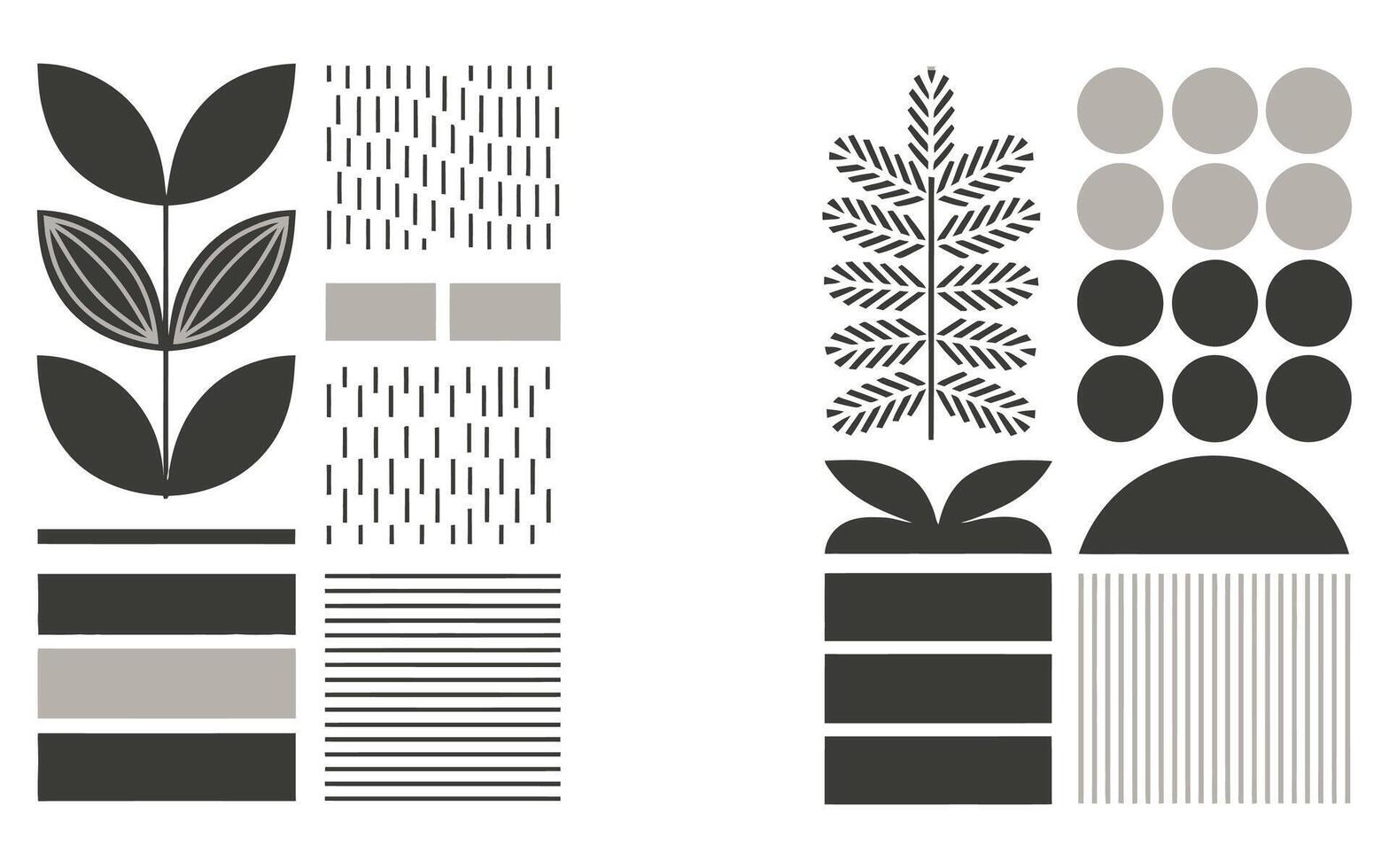 Geometric botanical prints evoke calm against a neutral wall vector