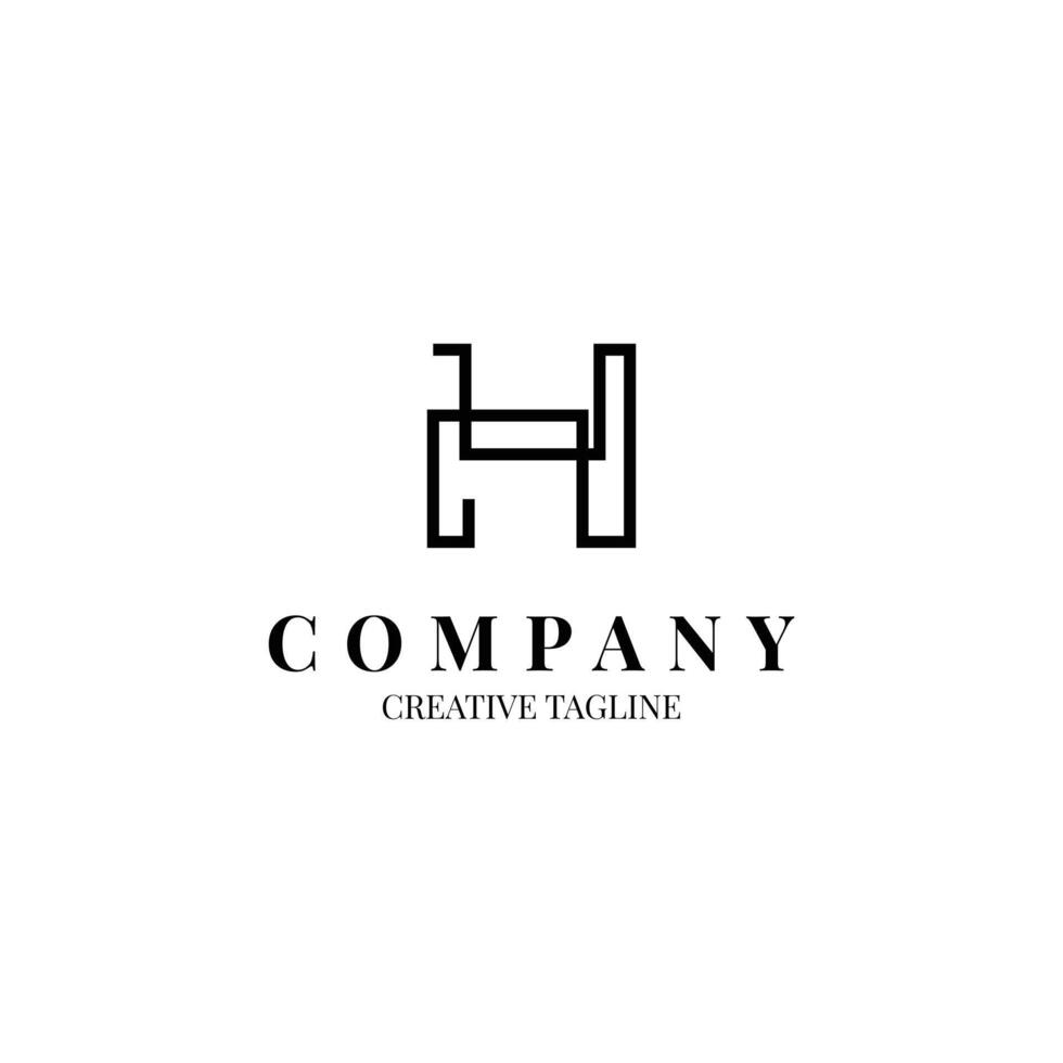 Letter H line style logo design vector
