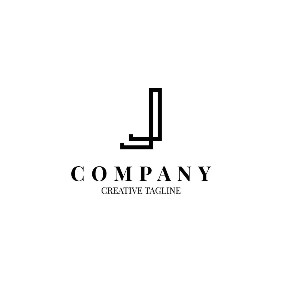 Letter J monogram minimalist logo design in line style vector