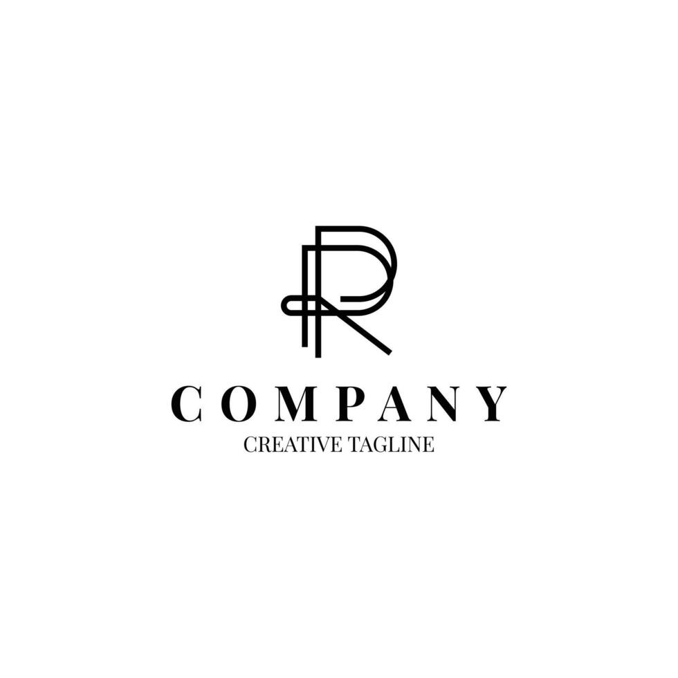 Letter R monogram minimalist logo design in line style vector