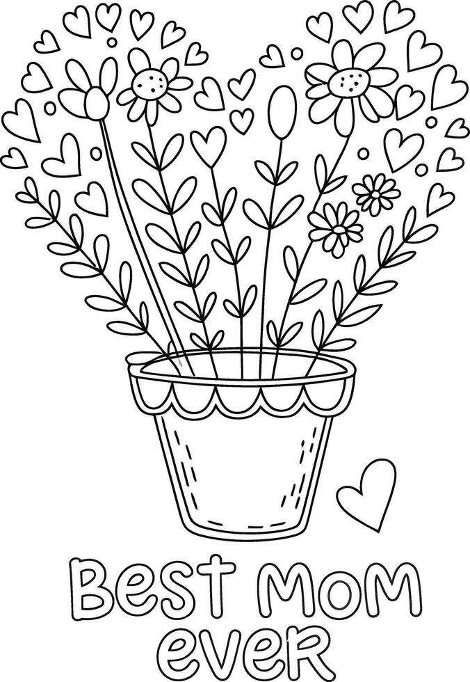 Best Mom Ever An arrangement of flowers in the shape of a heart, filled with love and representing maternal adoration, this design is emotional and honours mothers with the purest form of love vector