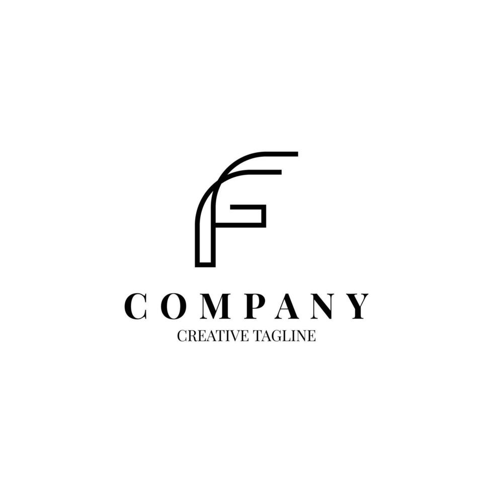 Letter F minimalist logo design in line style vector