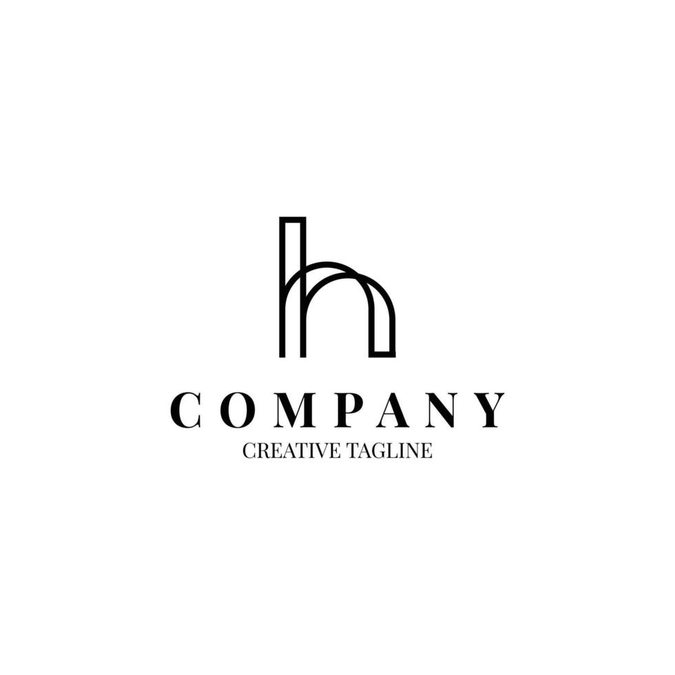 Letter H lowercase minimalist logo design in line style vector