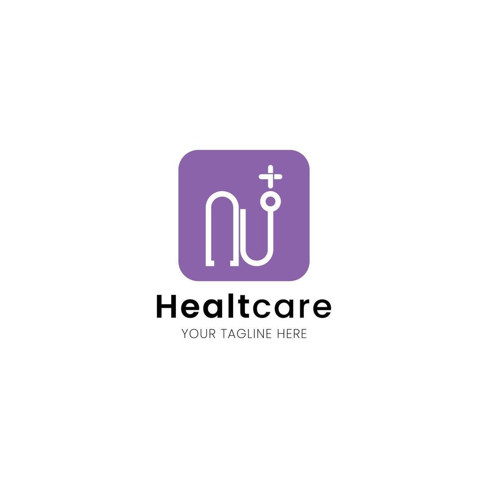 Letter N minimalist and iconic logo for medical and healthcare vector