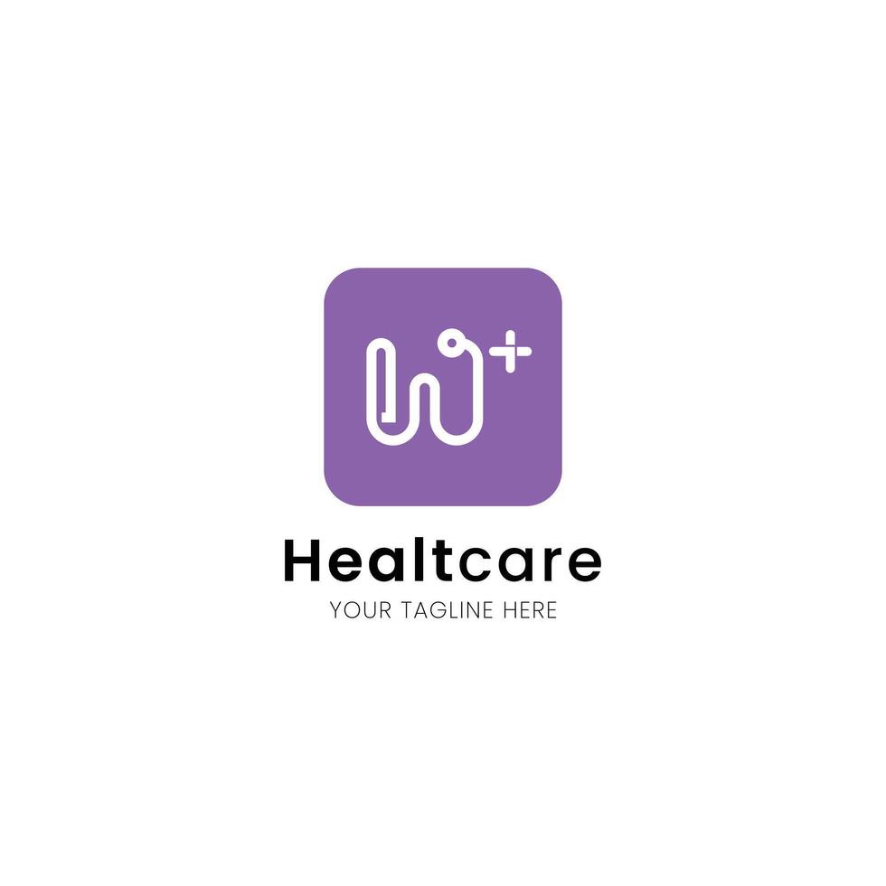 Letter W minimalist and iconic logo for medical and healthcare vector