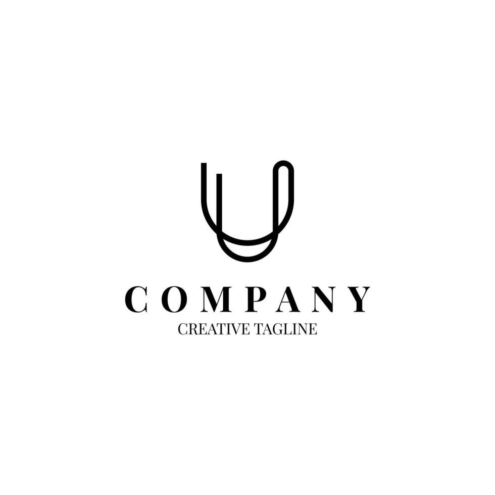 Letter U minimalist logo design in line style vector