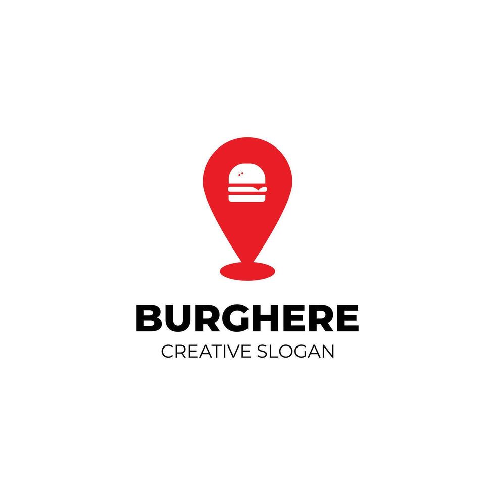Burger with map pin logo design vector