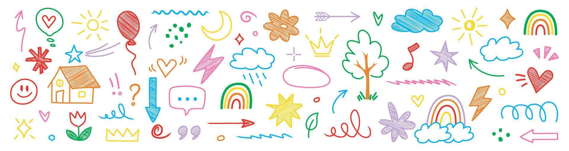 Collection of line marker hand drawn brush arrow element set. Sketch pencil stroke graphic pen underline scribble icon. Hand drawn line heart vector