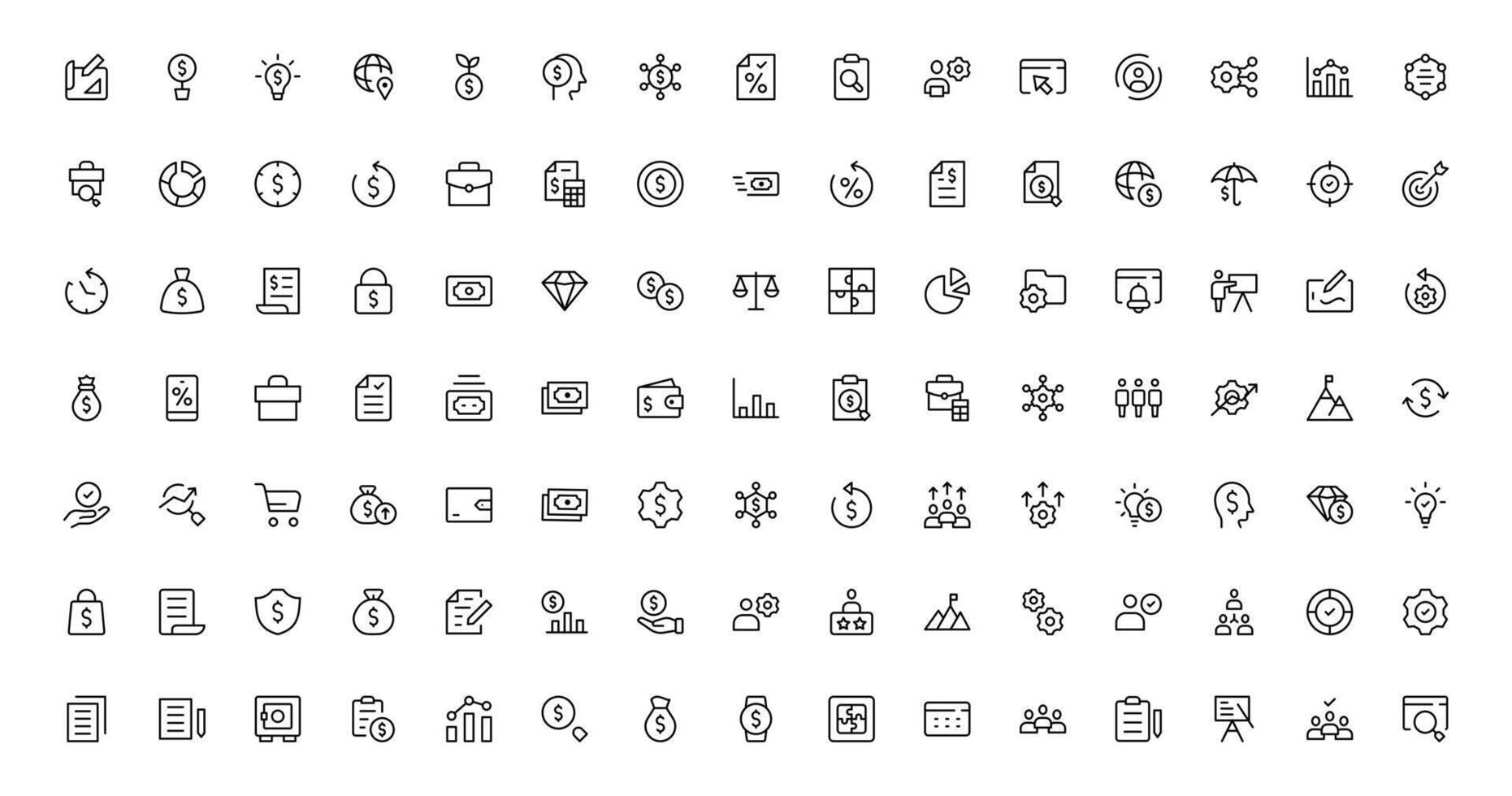 Clean and minimal Finance Management icon set offer pack pack crafted for economic, accounting, and money-tracking visuals. vector