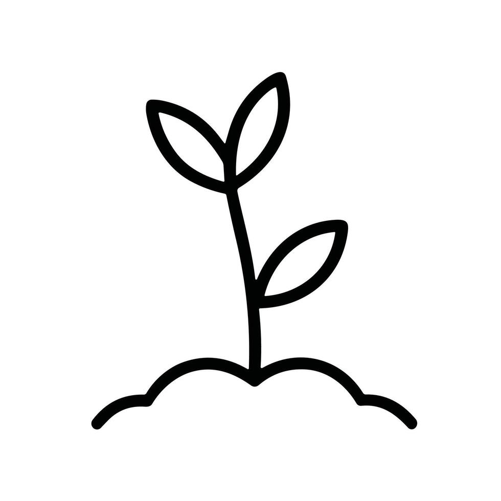 Simple Line Art Sprout Seedling Icon Showing Growth and Nurture vector
