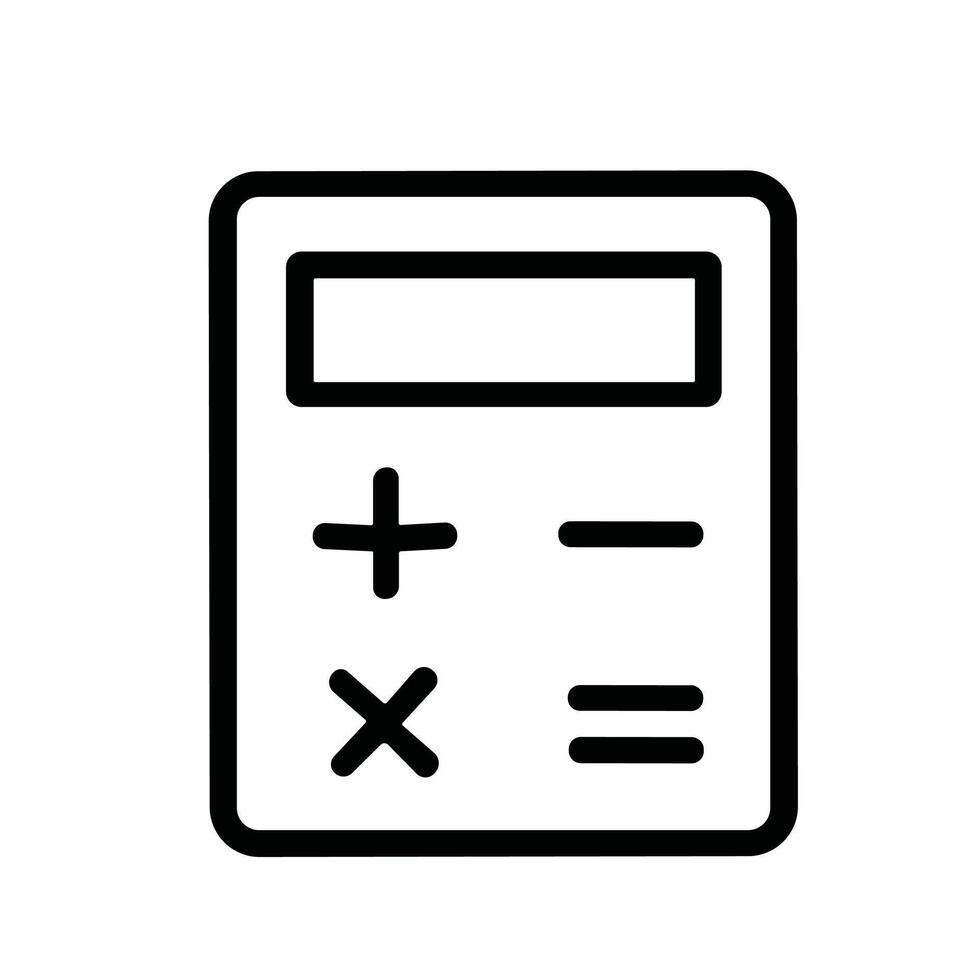 Simple Outline Calculator Application Interface Symbol for Financial Calculation vector