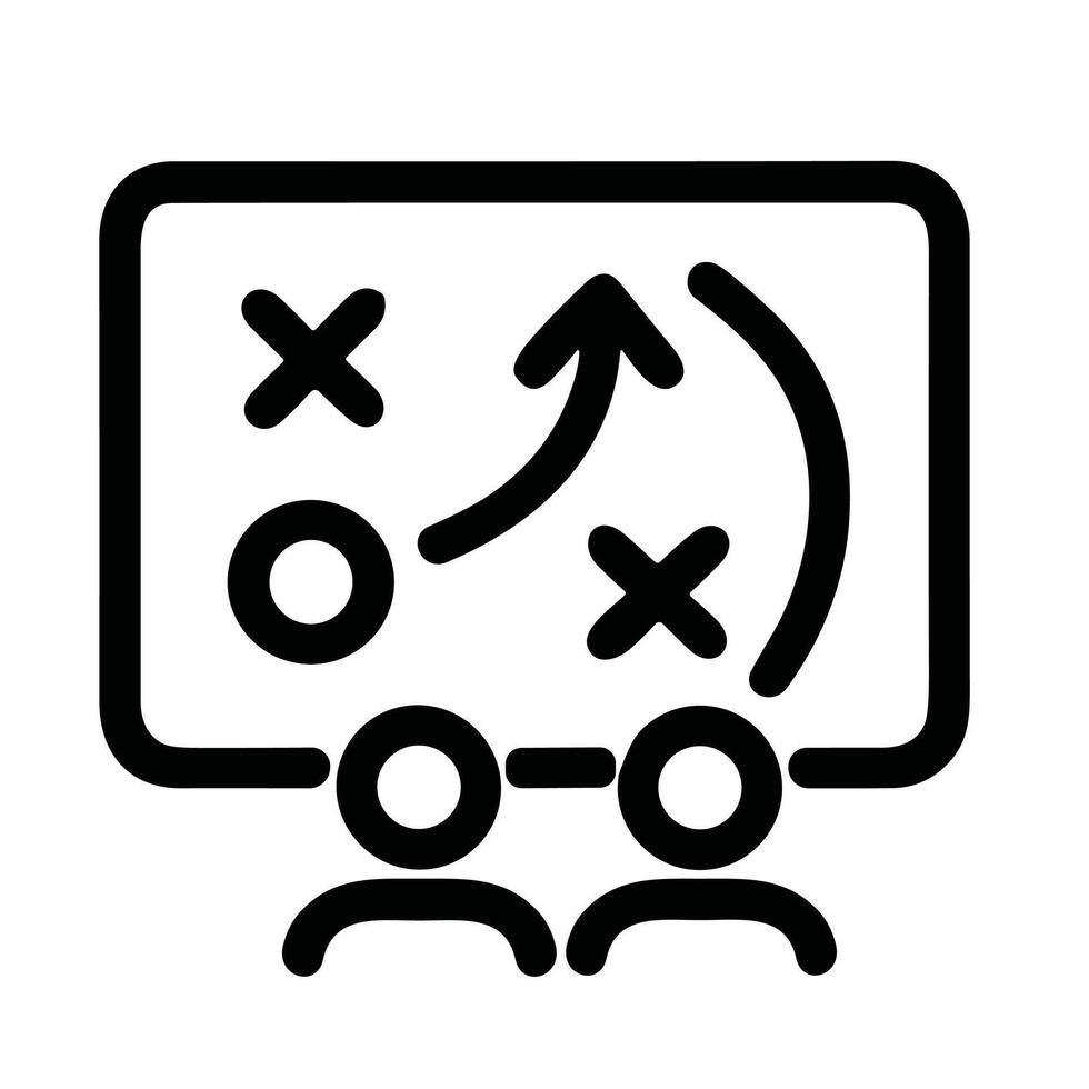Simple Outline Strategy Board Presentation with Arrow and People Icon vector