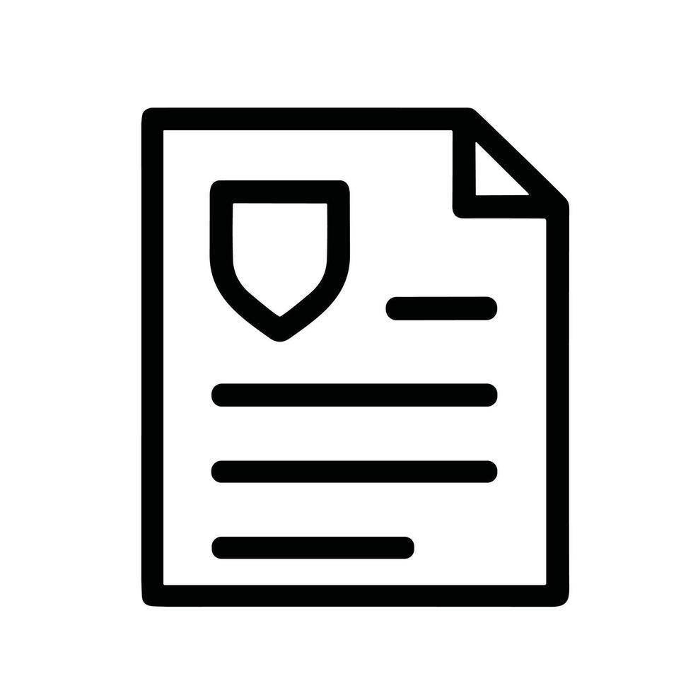 Simple Outline Document Shield Graphic Protection Security Safety Icon vector