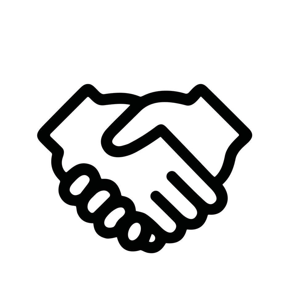 Simple Outline Handshake Agreement Collaboration Partnership Deal Symbol Icon vector