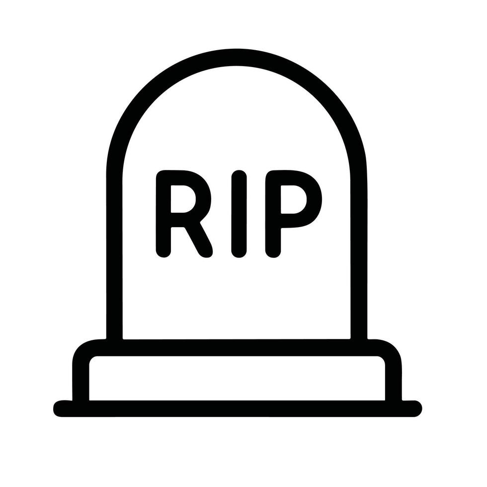 Simple Outline Grave Stone Monument RIP Death Commemoration Icon vector