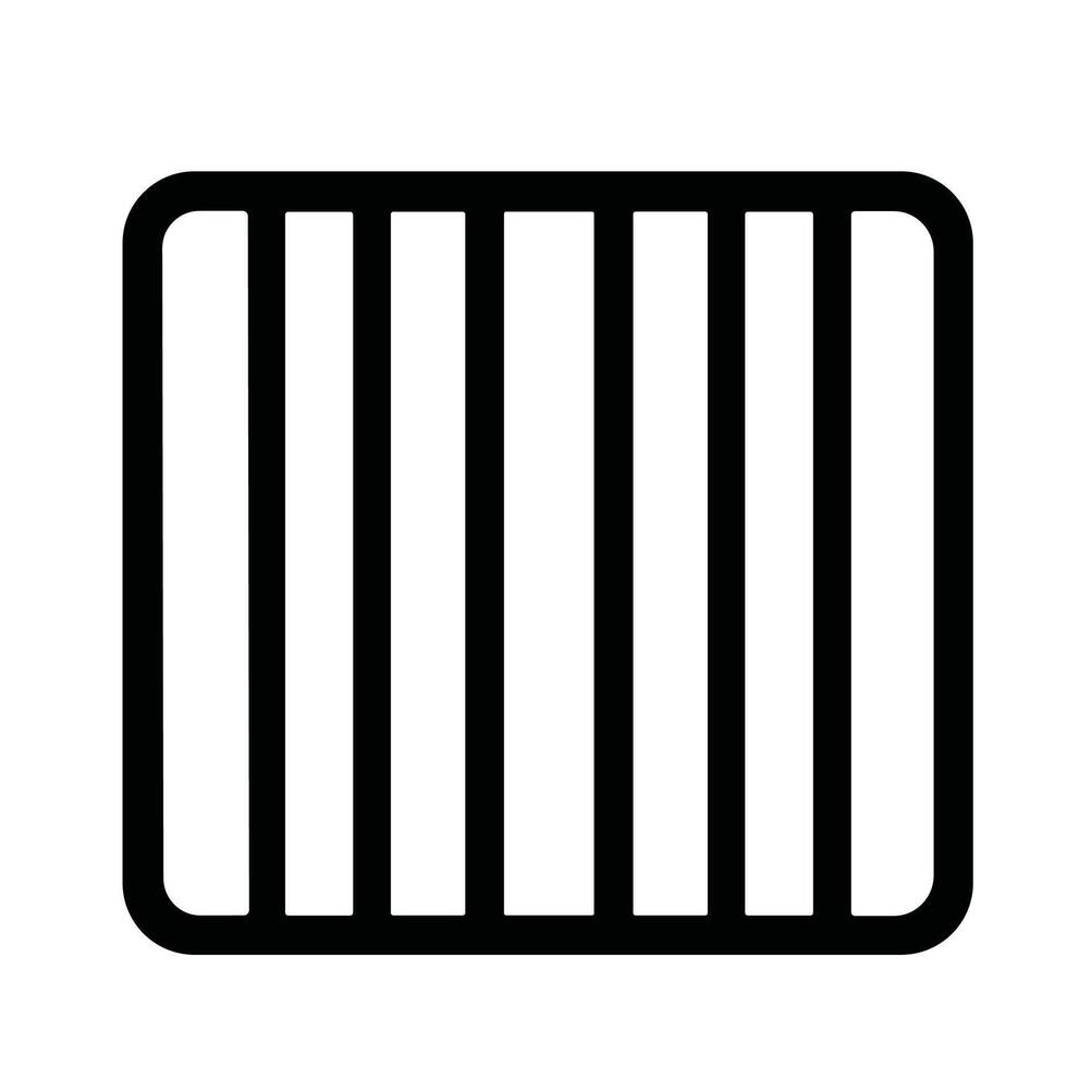 Simple Outline Rounded Square with Vertical Lines Bar Pattern Icon vector