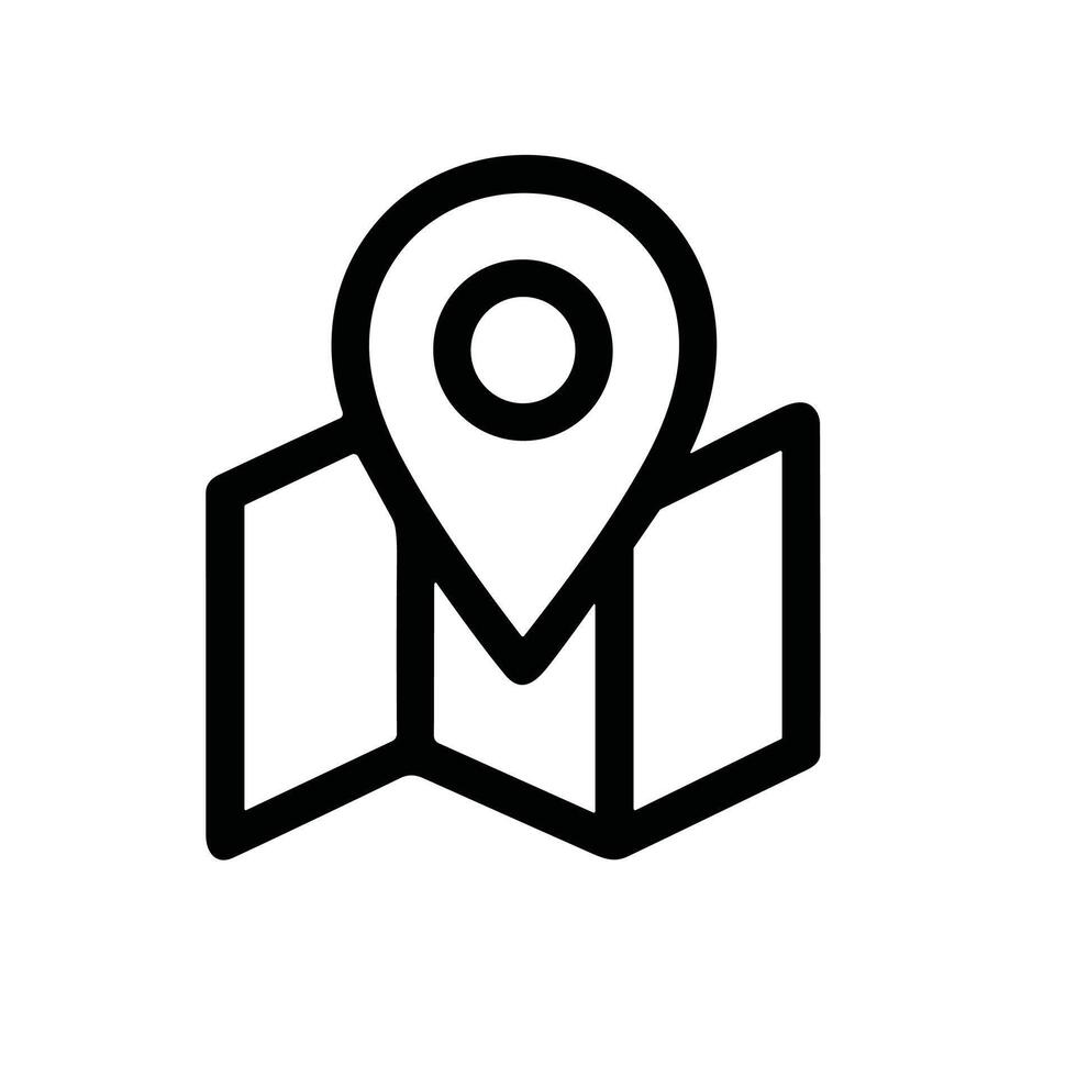 Simple Line Style Location Pin on Open Map Navigation Icon vector