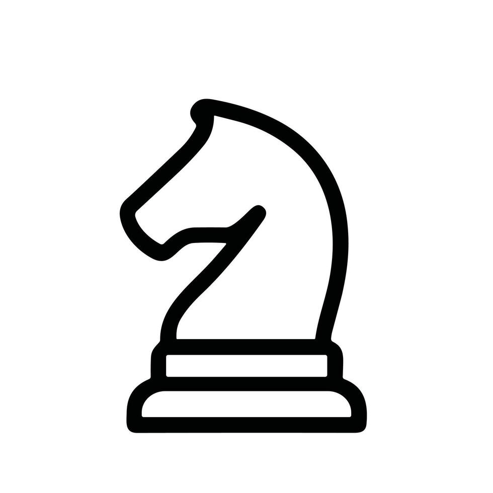 Minimalist Outline Knight Head Chess Piece Strategy Game Icon vector