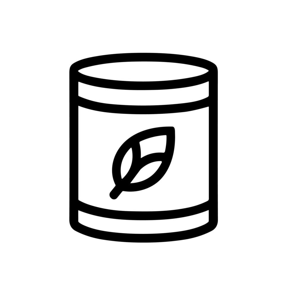 Outline Simple Food Can with Leaf Logo Symbol Icon vector