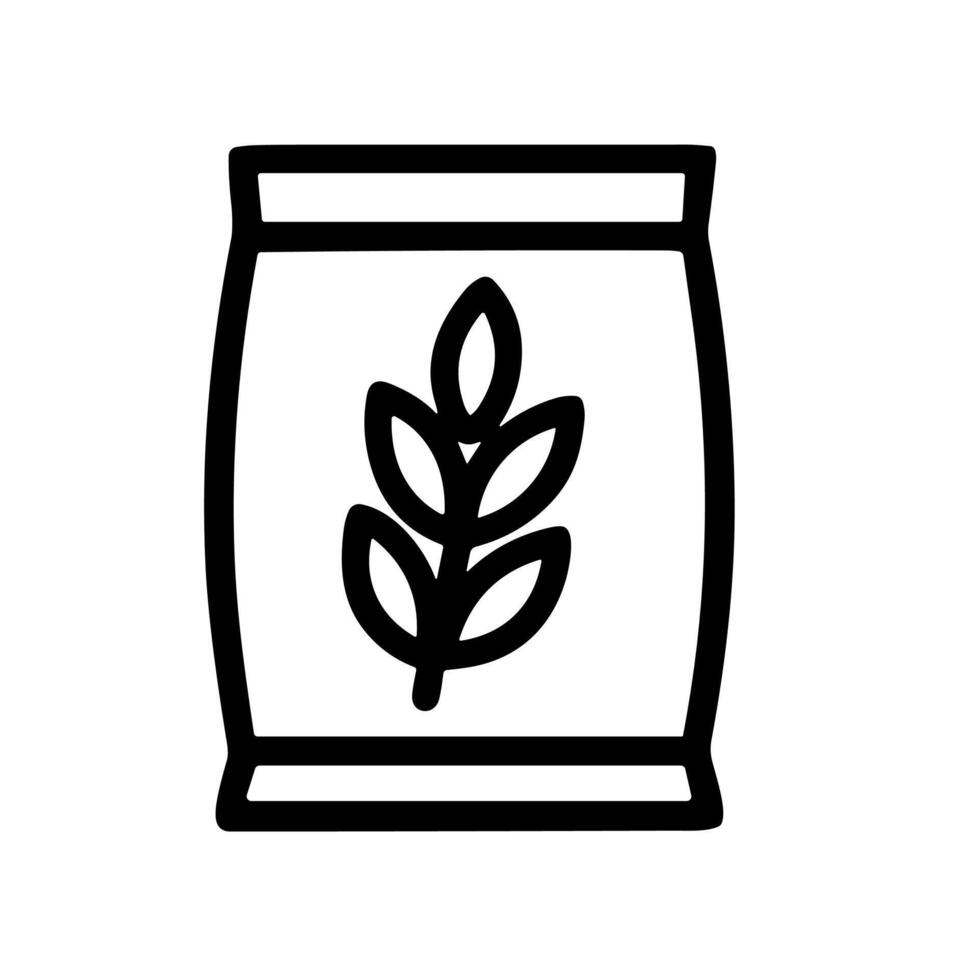 Simple Outline Grain Sack with Wheat Illustration Agriculture Icon Design vector