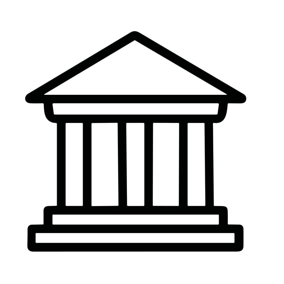 Minimalist Outline Antique Building Structure Architecture Icon Design Illustration vector
