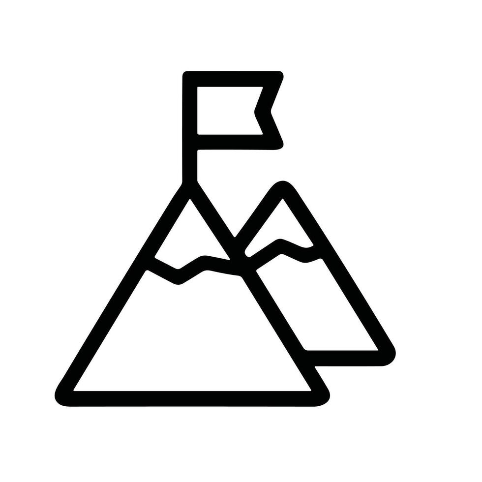 Outline Minimalist Mountain Top With Flag Destination Symbol Icon Graphic vector