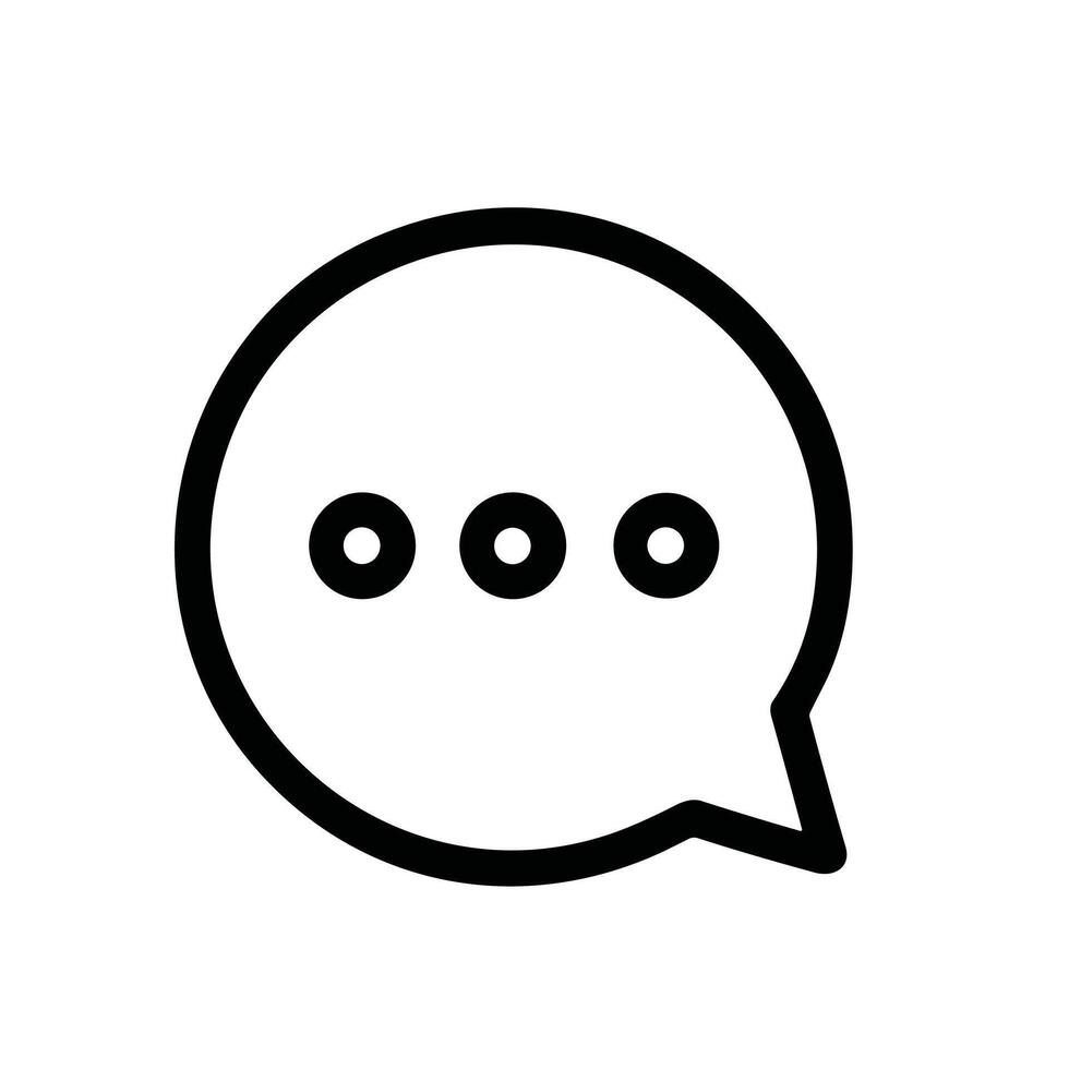 Simple Outline Communication Bubble with Dots Shape Message Icon vector