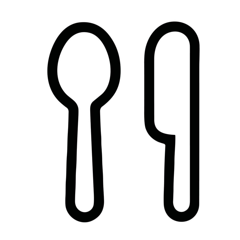 Simple Outline Cutlery Spoon and Knife Restaurant Utensil Icon Illustration vector