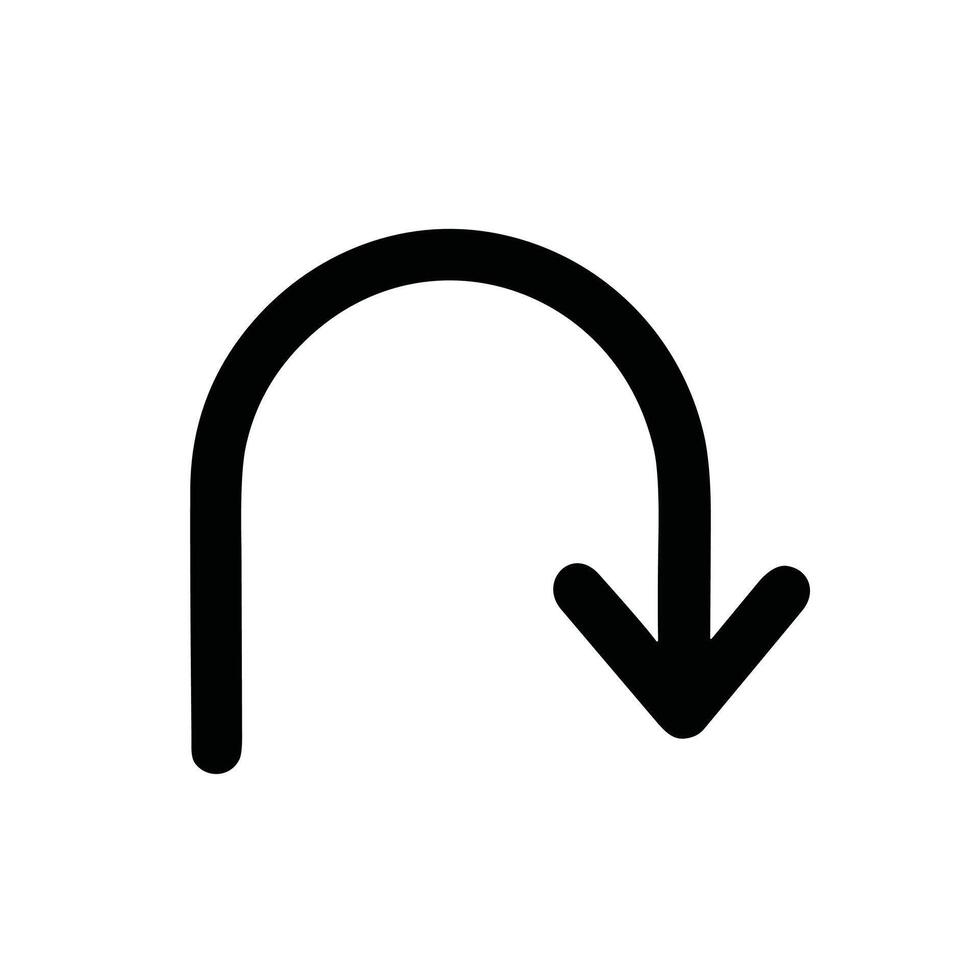 Simple Line Art Horseshoe Bend Arrow Sign Navigation Icon Symbol vector