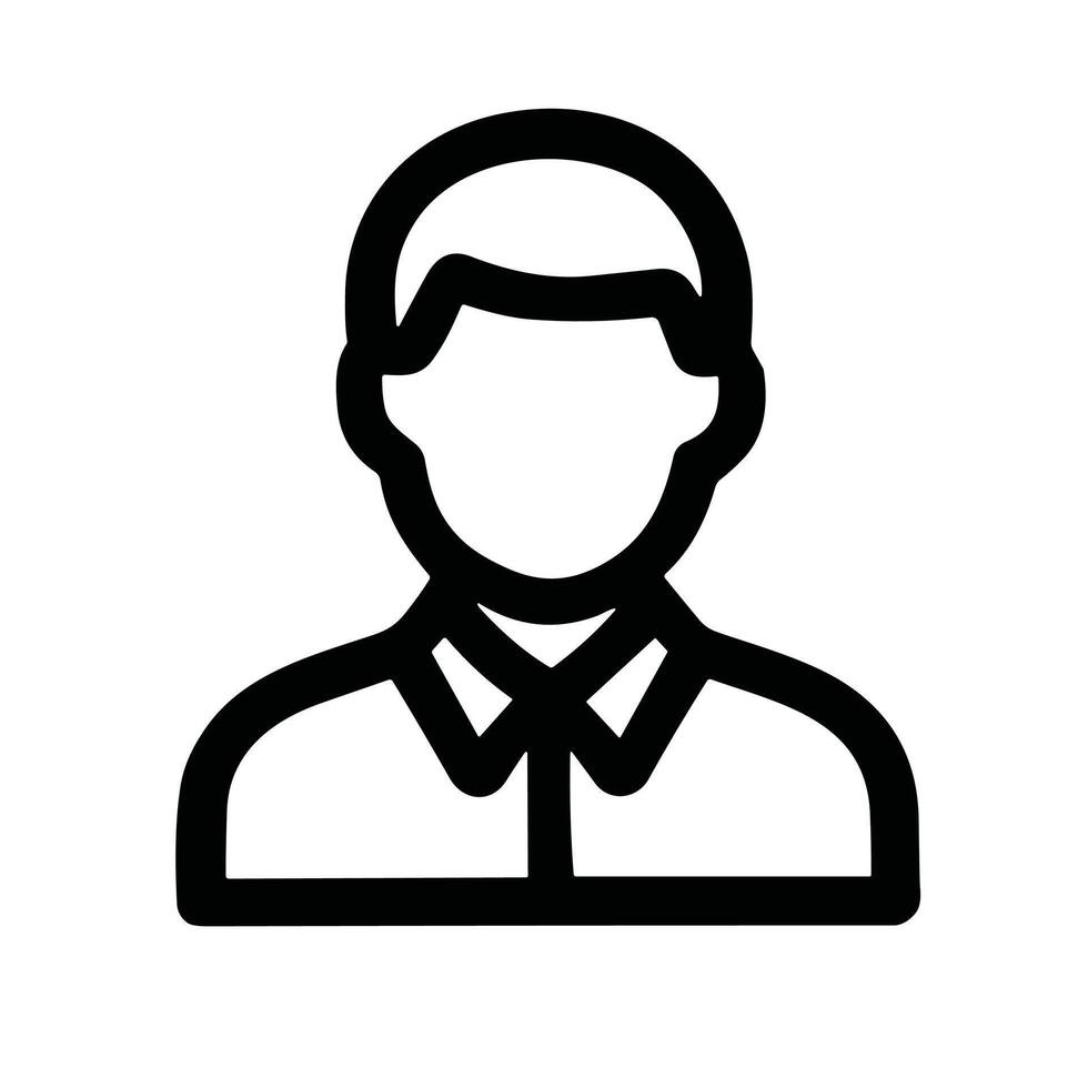 Simple Outline Man Avatar Profile Minimalist Style User Icon Symbol vector