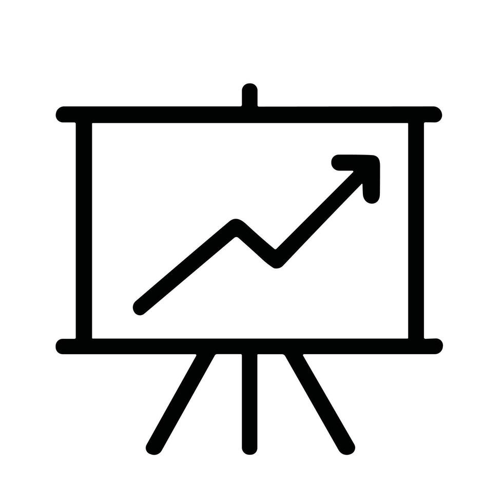 Simple Outline Presentation Board Arrow Upward Direction Chart Growth Icon vector