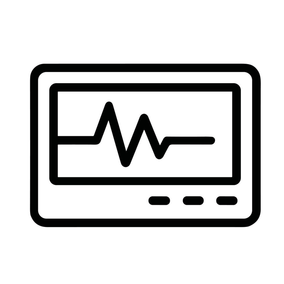 Simple Line Drawing Medical Vital Sign Monitor Display Screen Icon vector