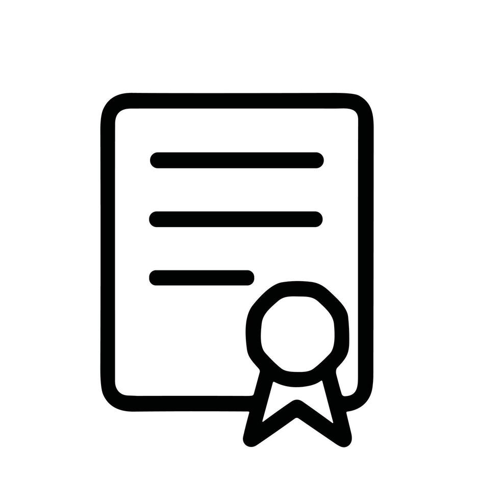 Minimalist Outline Certificate Document Legal Page Icon with Ribbon Detail vector