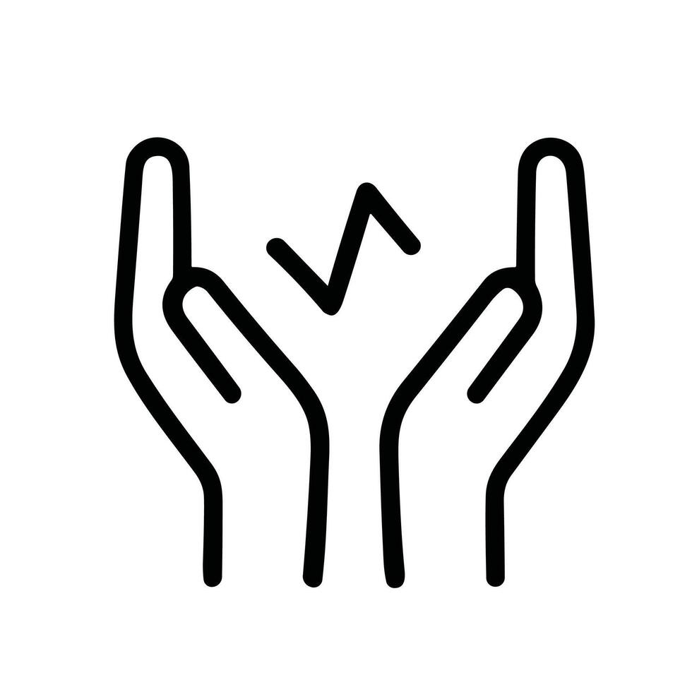 Lineart Hand Drawn Energy Bolt Between Open Hands Illustration Icon vector