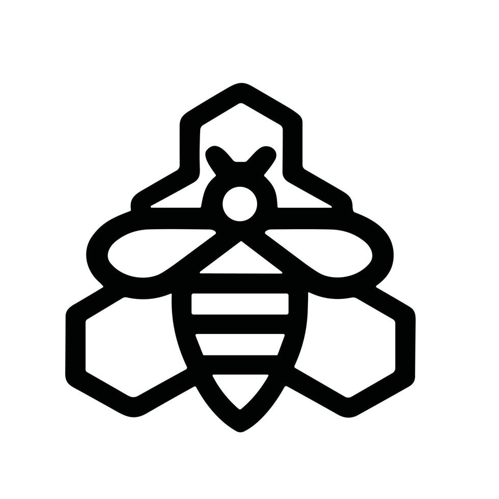 Minimalist Line Honeycomb Bee Insect Outline Symbol Graphic Element vector