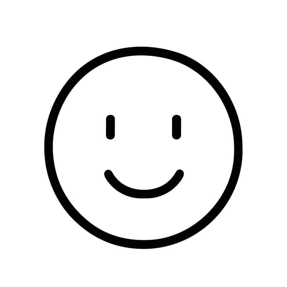 Simple Line Drawing Smiling Face Happy Expression Round Shape Icon vector