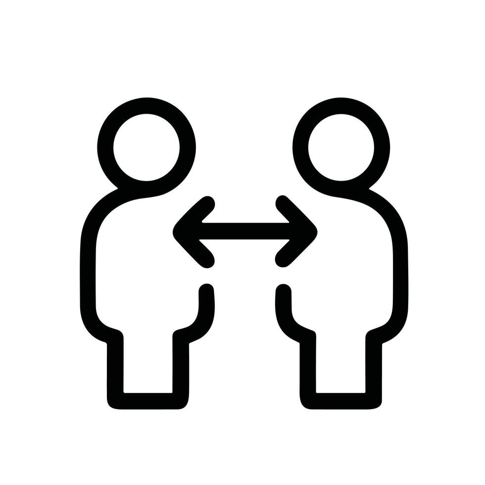 Simple Outline Social Distancing People Icon Symbol Design Element vector