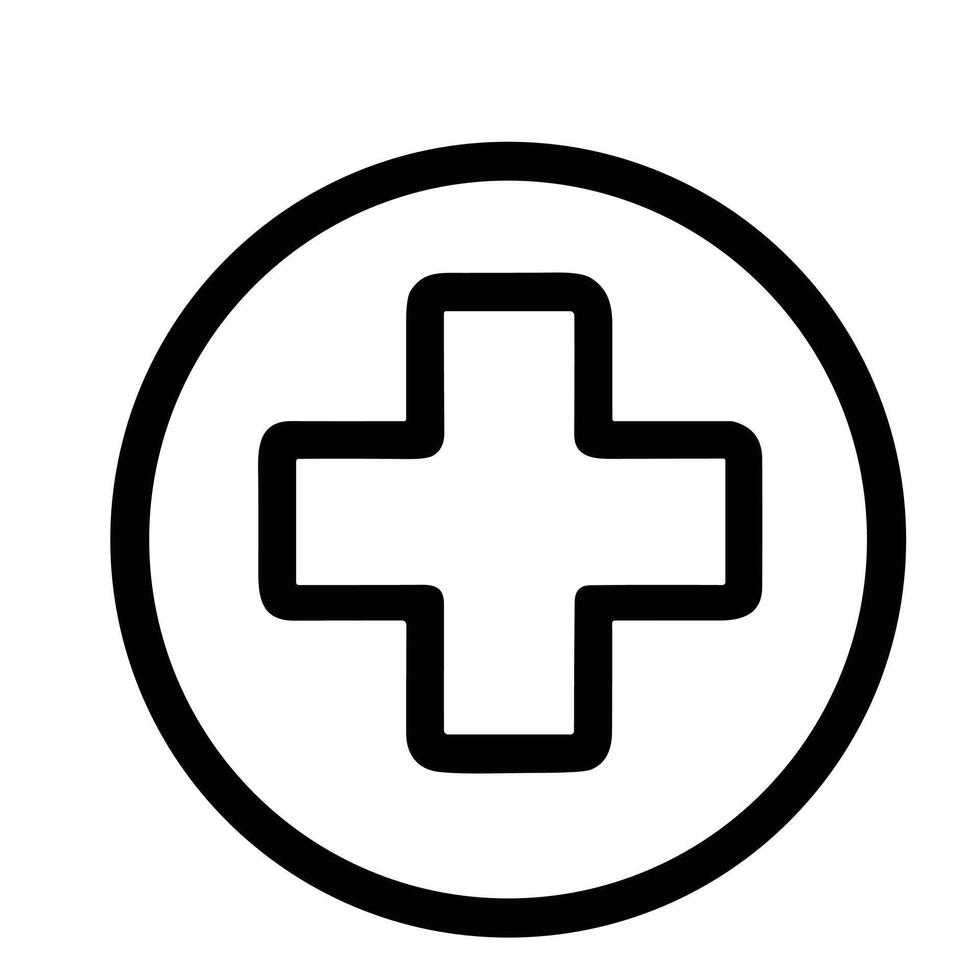 Simple Thin Line Style Medical Cross Symbol Inside a Circle Shape Icon vector
