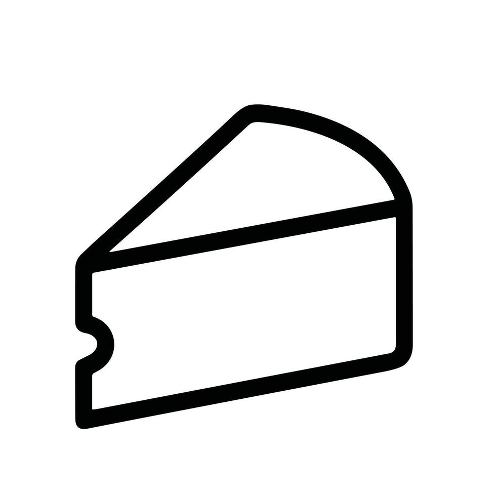 Simple Outline Piece of Cheese Slice Dairy Food Icon Element vector