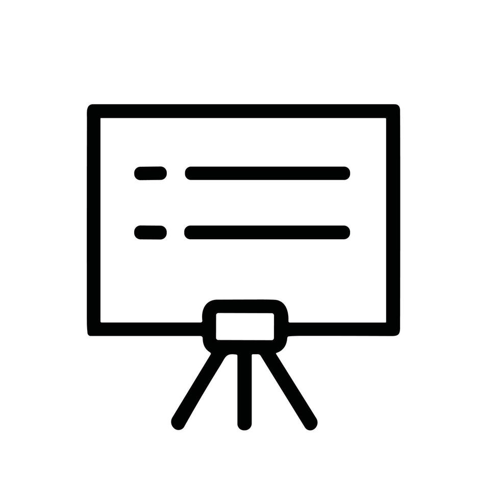 Simple Outline Style Whiteboard Presentation Display Board Outline Icon vector