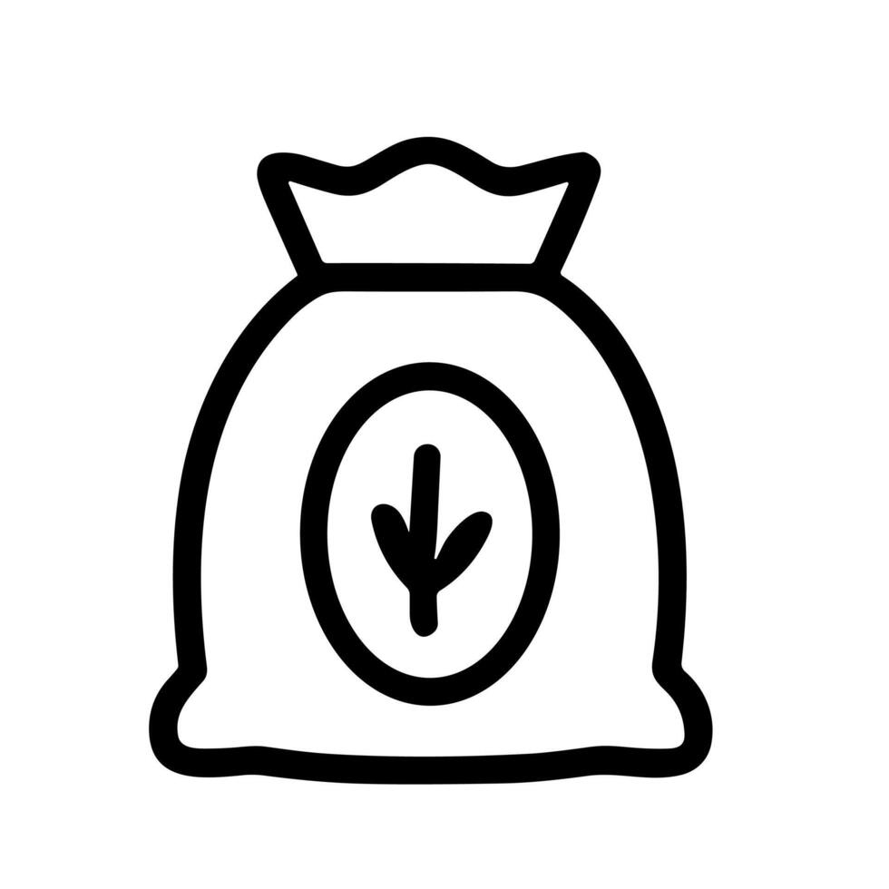 Line Style Simple Grain Sack with Arrow Icon Illustration vector