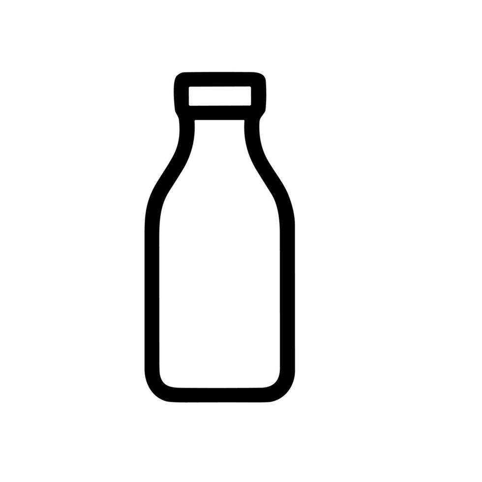 Simple Outline Single Milk Bottle Container Beverage Liquid Icon vector