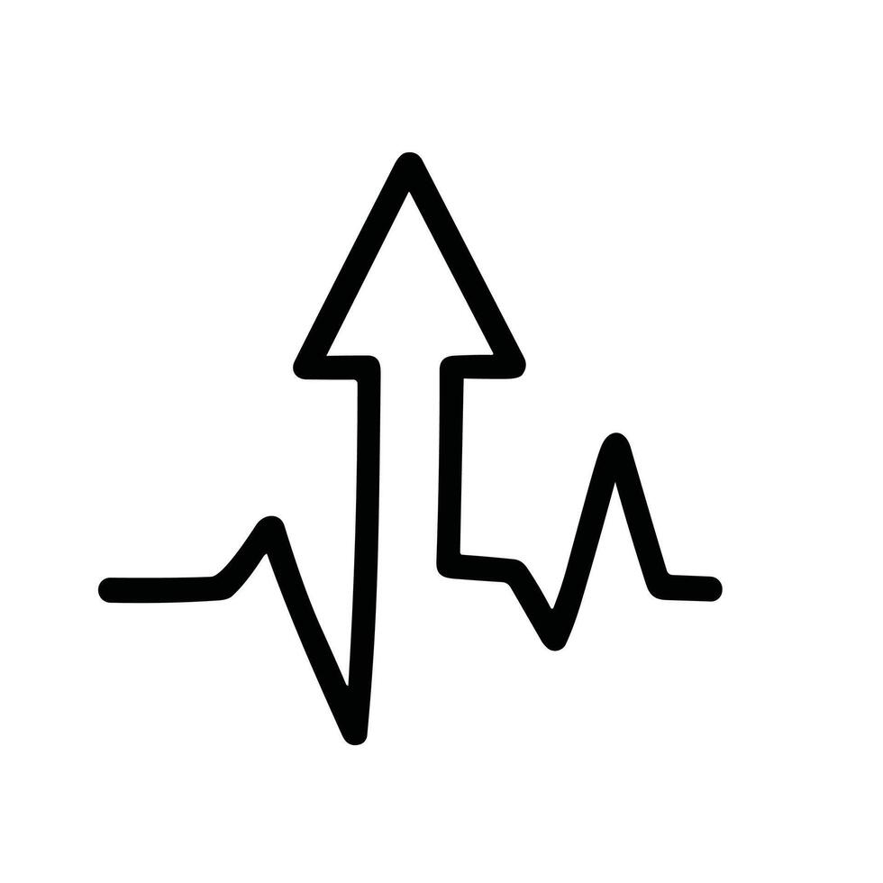 Minimalist Line Arrow Up with Pulse Signal Graphic Icon Symbol vector